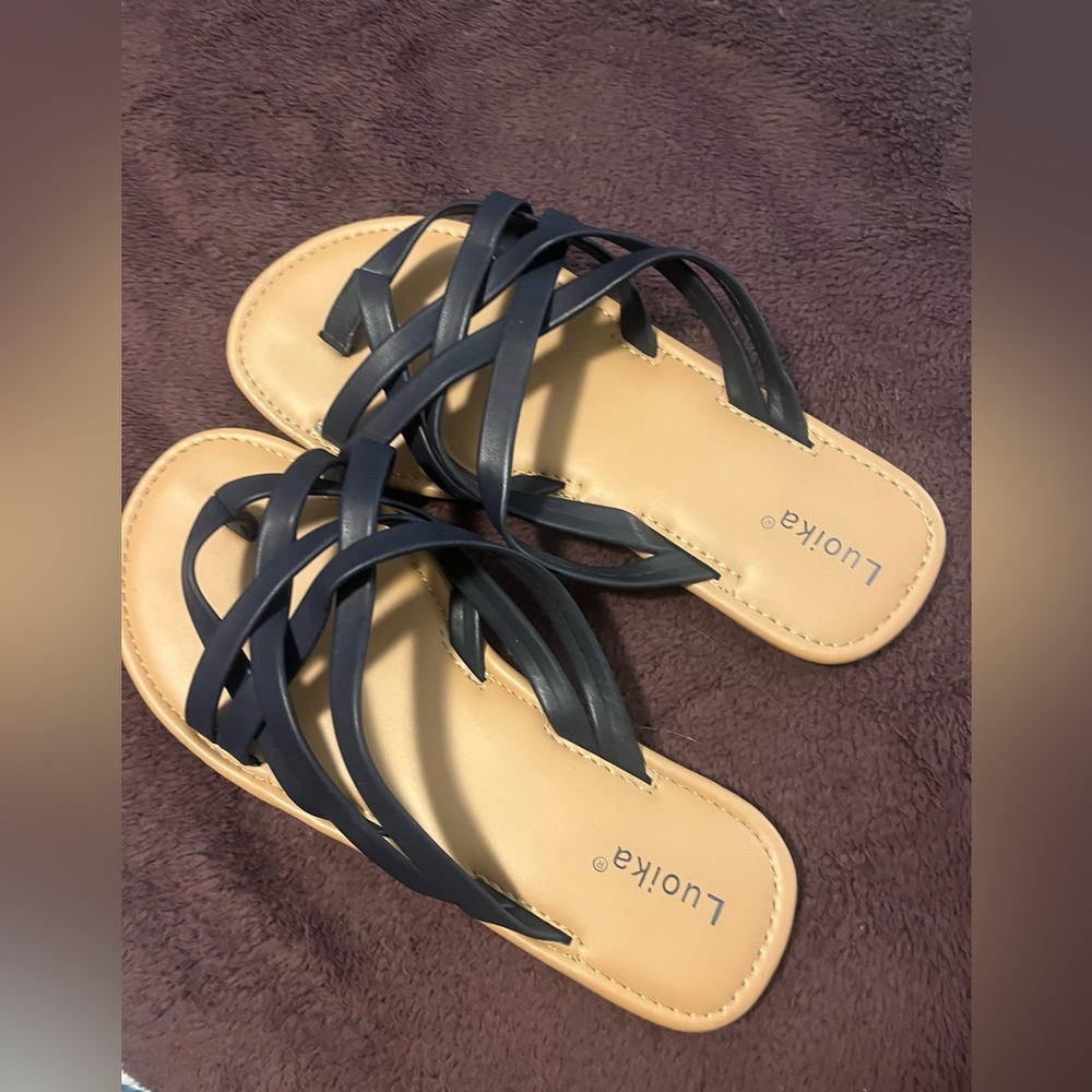 Luoika Women's Wide Width Flat Slides Sandals